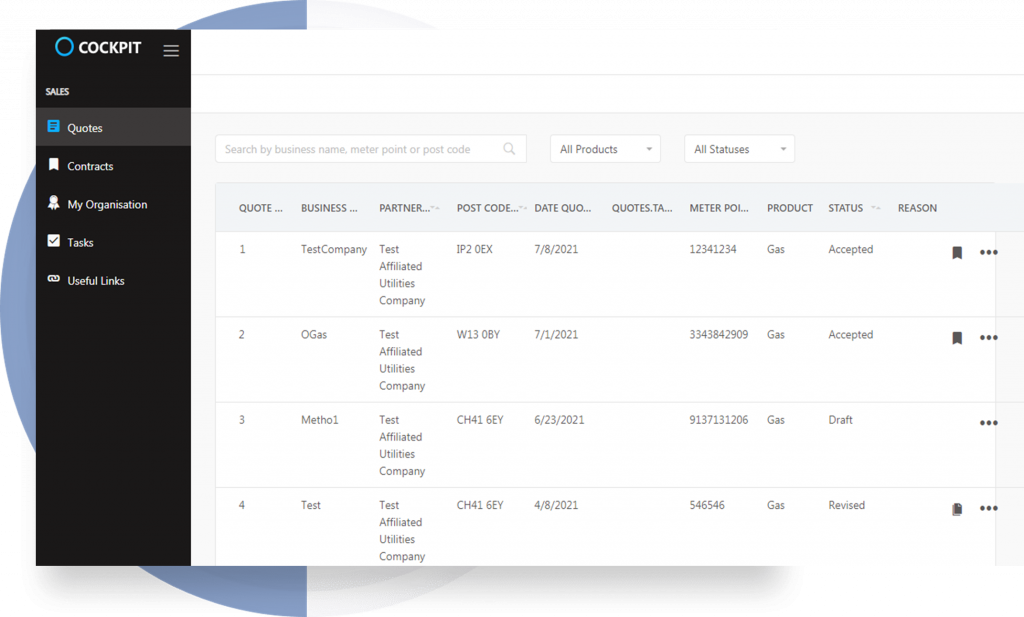 customer switching portal dashboard