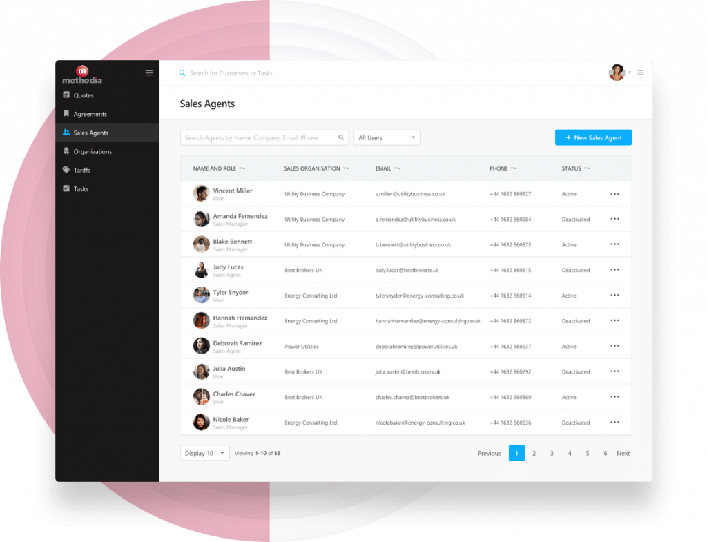 Energy Broker Portal Sales Agents Dashboard