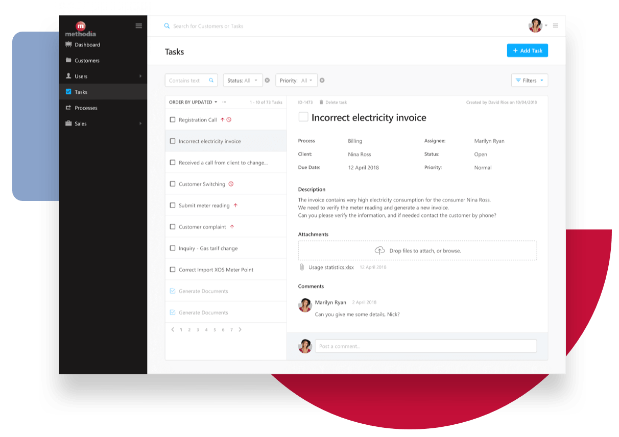 utility customer support service platform tasks