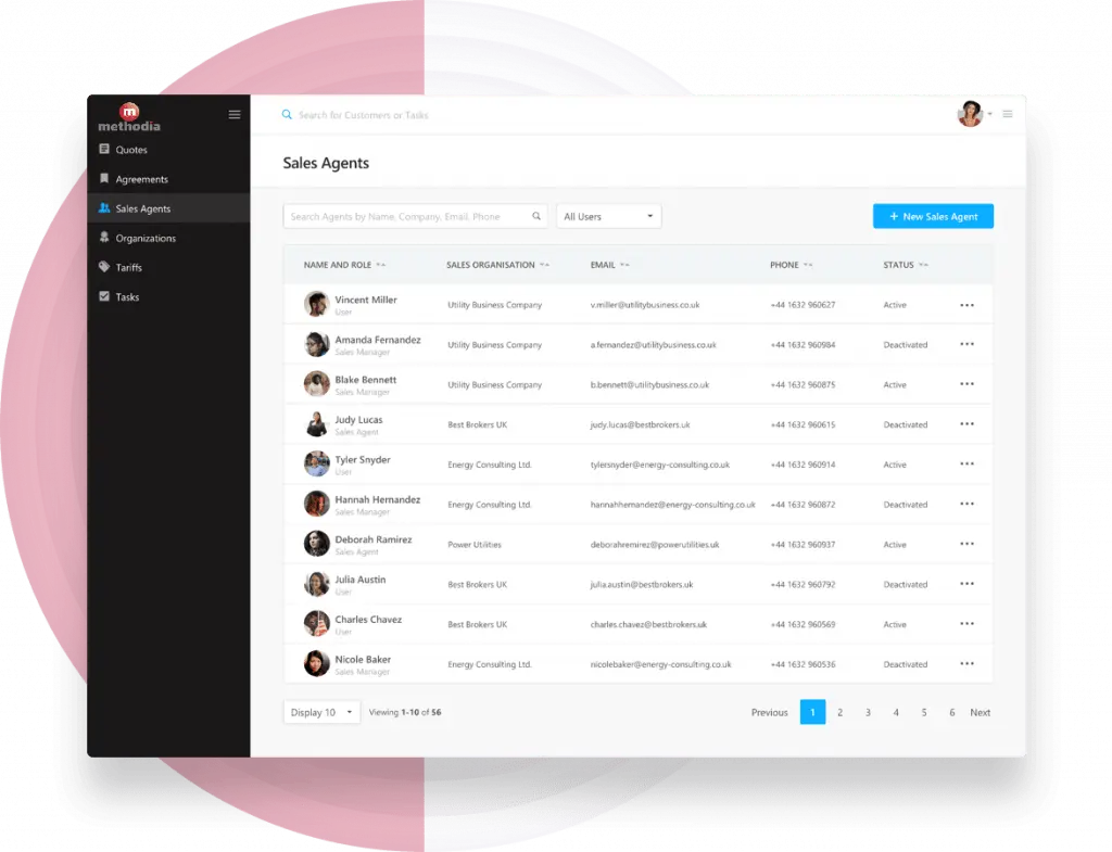 Energy Sales Agents Dashboard