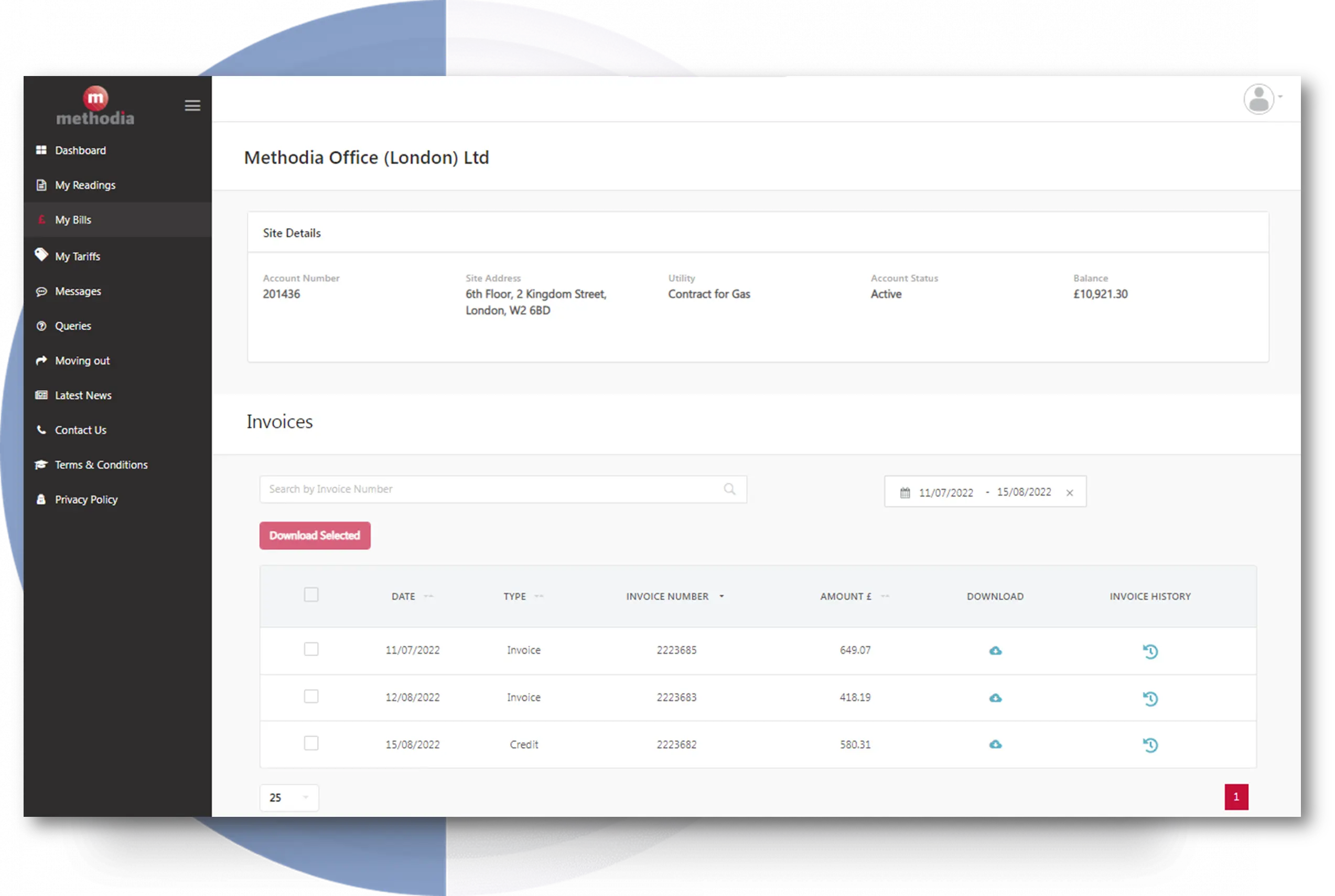 customer self-service portal bills and payments