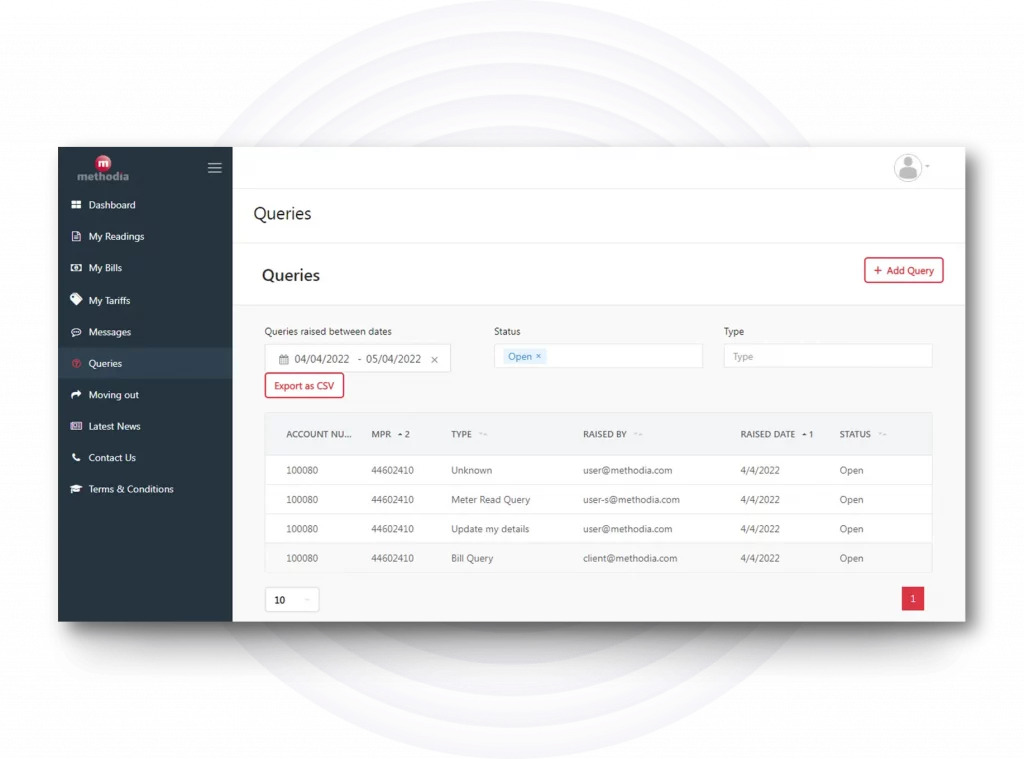 Query Submission Energy Supplier