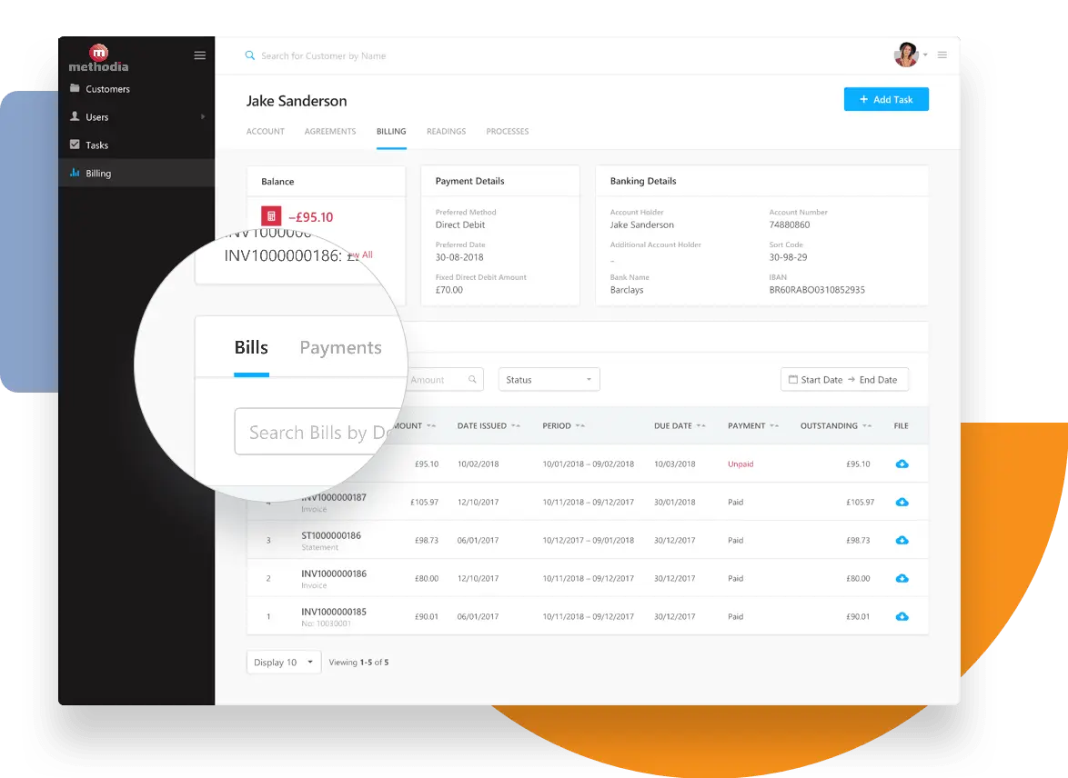 utility billing system bills dashboard