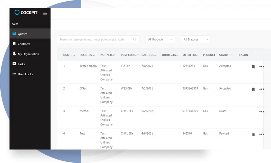 customer switching portal dashboard