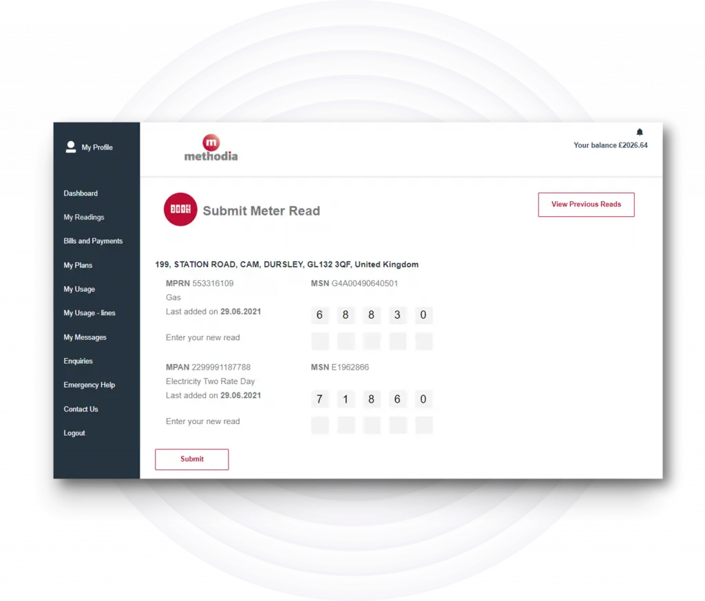 meter reading submission