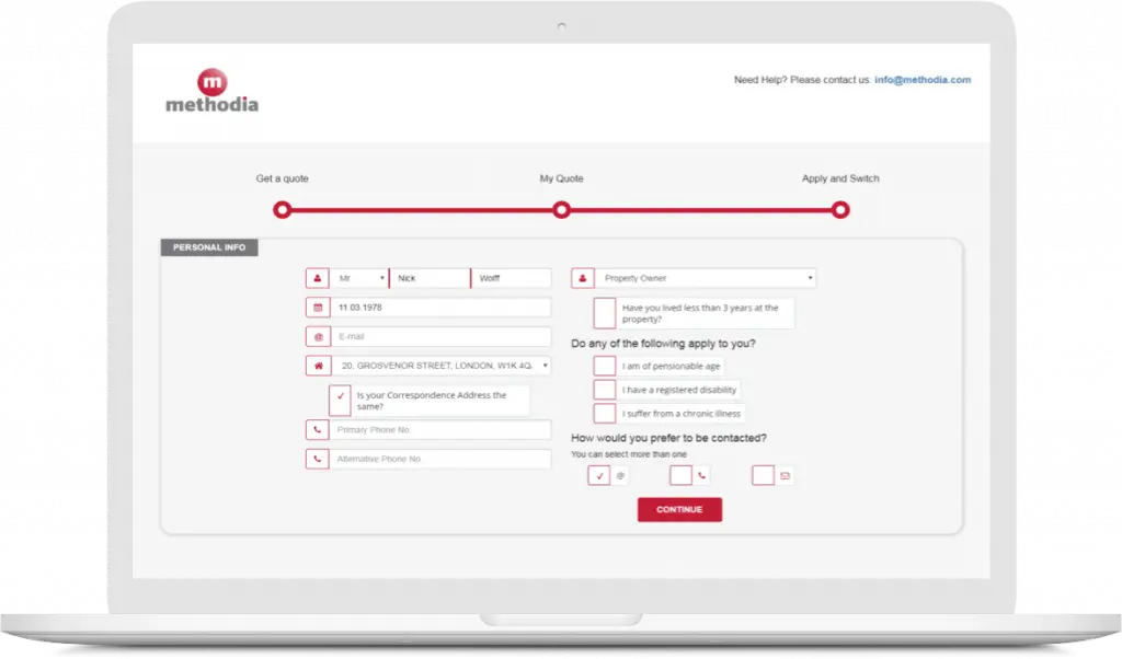 residential switching form for utility services