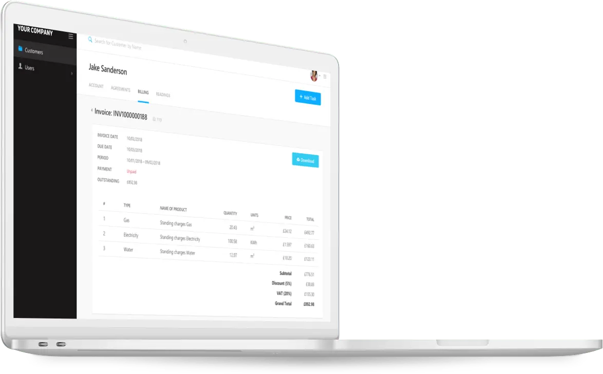 Utility Billing System Dashboard