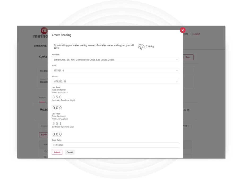 Online Meter Reading CO2 Display