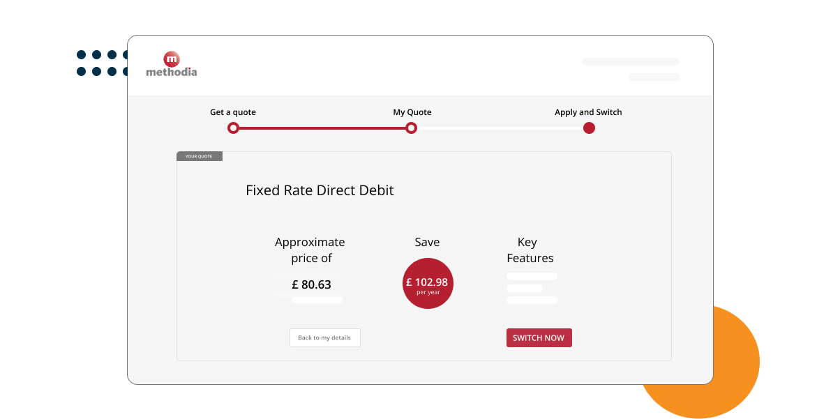 customer-switching portal Dynamic Quote Methodia