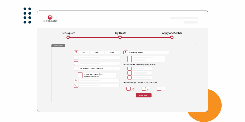 customer switching-portal Methodia Secure Payment Setup